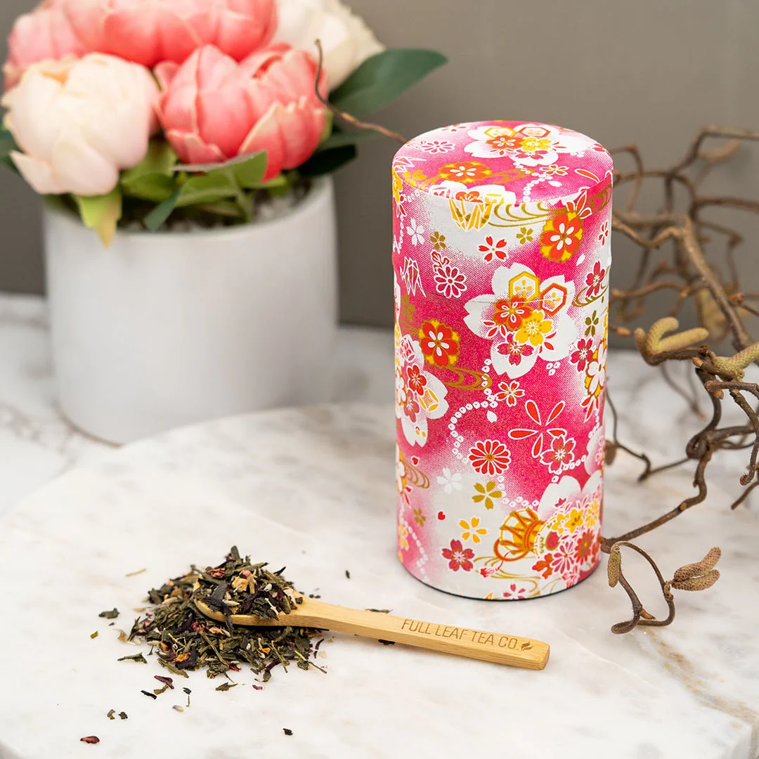Japanese Tea Canister - Pink Flowers - Image 3