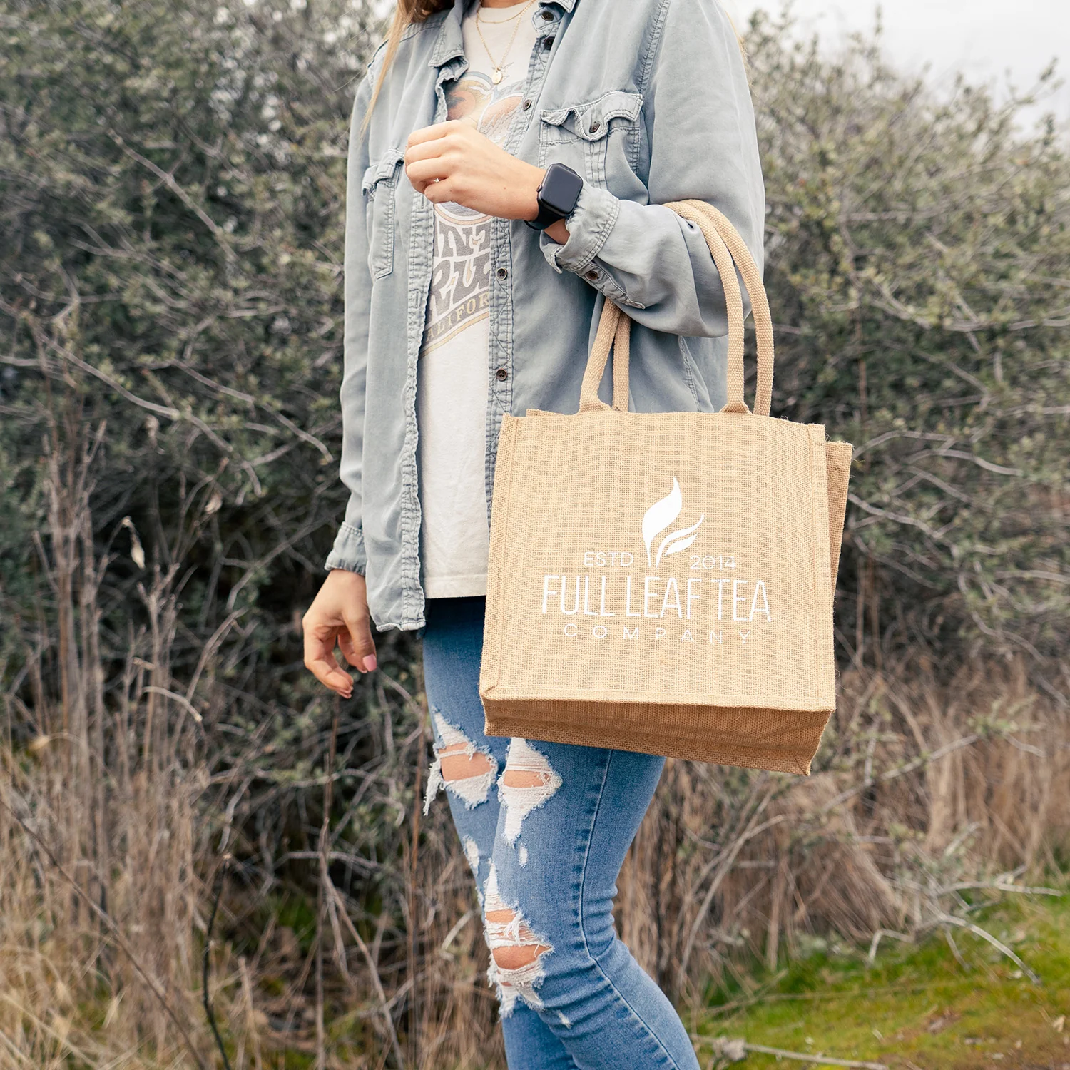 Signature Burlap Tote Bag - Image 4
